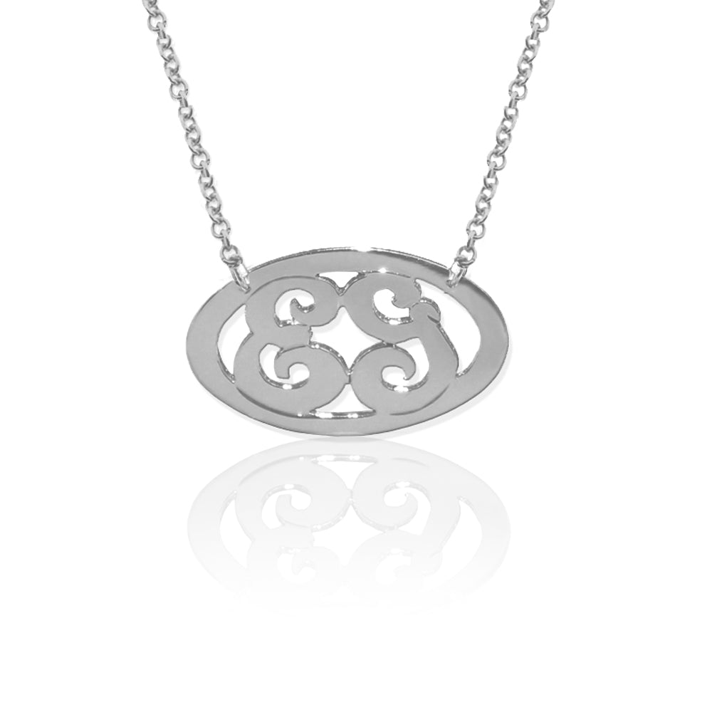 Delicate 2 Initial Oval Script Monogram
